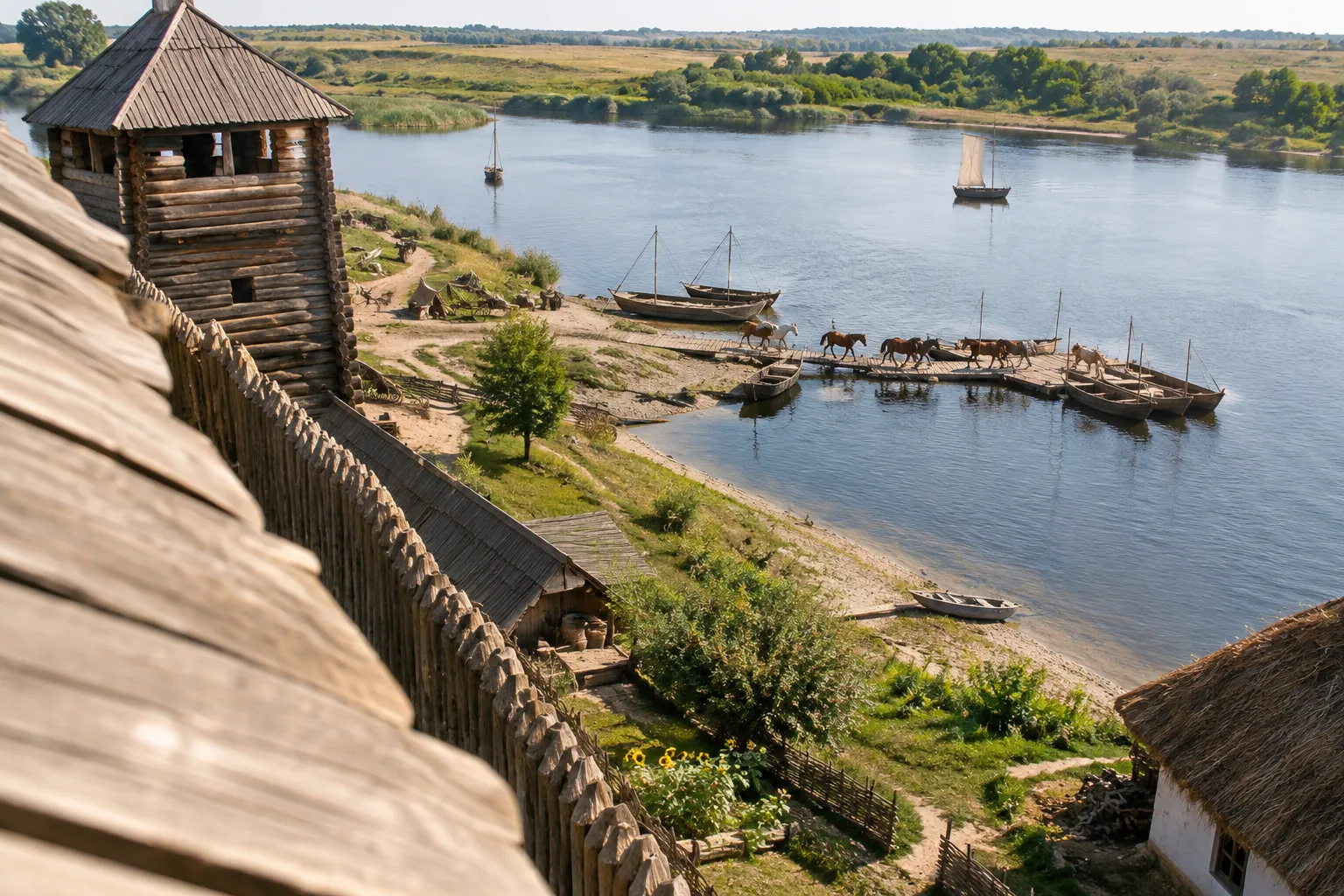 Козацька доба: степовий краєвид і дерев’яна фортеця Умовна реконструкція козацького укріплення біля степової річки
